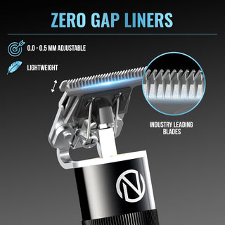 NOVAH Grooming zero gap liner hair trimmer with 0.0–0.5mm adjustable blade and industry-leading precision teeth
