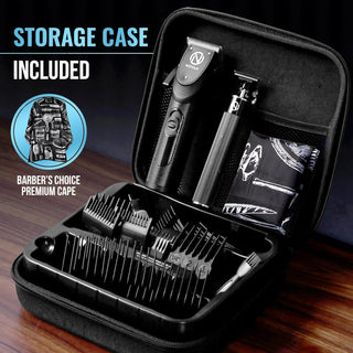 NOVAH Grooming professional hair clipper and trimmer set stored inside premium hard travel case