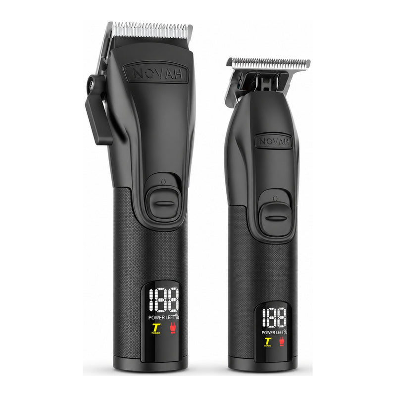 Novah Pro Clipper and Pro Trimmer — matte black cordless set