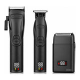 Novah Pro Clipper, Pro Trimmer, and Foil Shaver — matte black 3-piece set