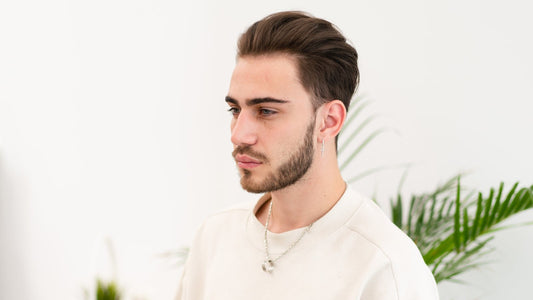 Client before the haircut, hair combed into its natural direction