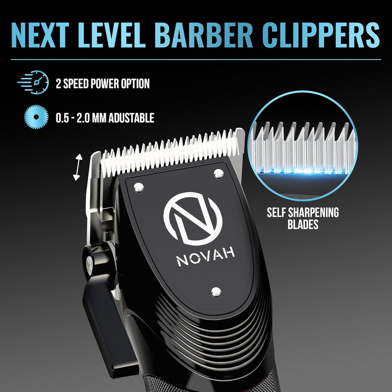 Novah Professional Hair Clipper & Trimmer Essential Bundle | Matte Black