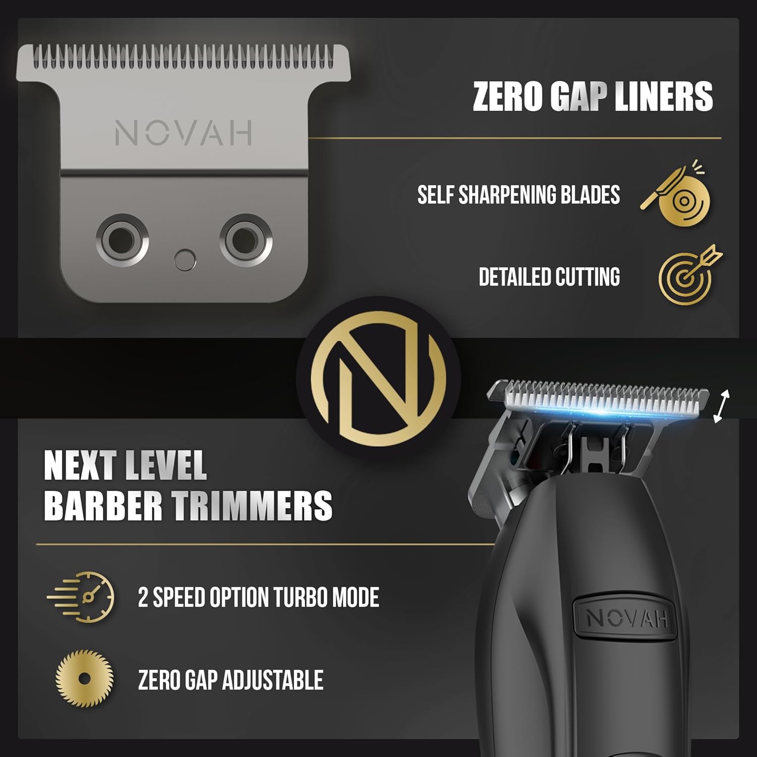 NOVAH Grooming professional hair trimmer for barbers with cordless trimmer, guards, and accessories