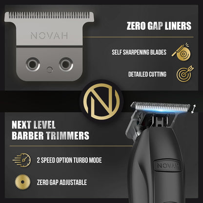 NOVAH Grooming professional hair trimmer for barbers with cordless trimmer, guards, and accessories