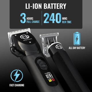 NOVAH Grooming cordless professional hair clipper and trimmer with lithium-ion battery, LED display, and fast charging