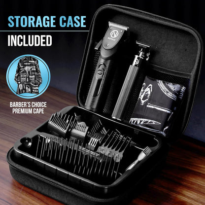 NOVAH Grooming professional hair clipper and trimmer set stored inside premium hard travel case