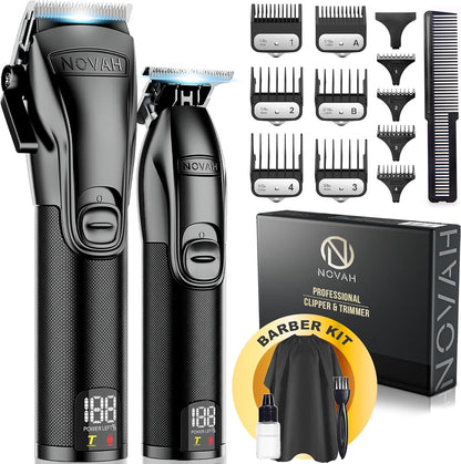 NOVAH Grooming professional hair clippers and trimmers barber kit with cordless clipper, trimmer, guards, and accessories