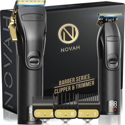 NOVAH Grooming professional hair clippers and trimmers barber kit with cordless clipper, trimmer, guards, and accessories