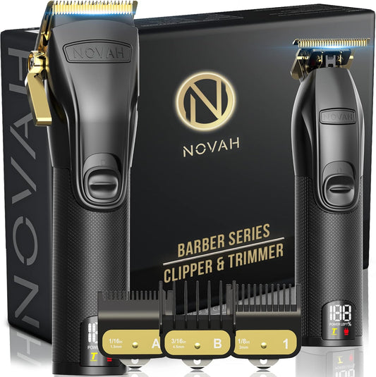 NOVAH Grooming professional hair clippers and trimmers barber kit with cordless clipper, trimmer, guards, and accessories