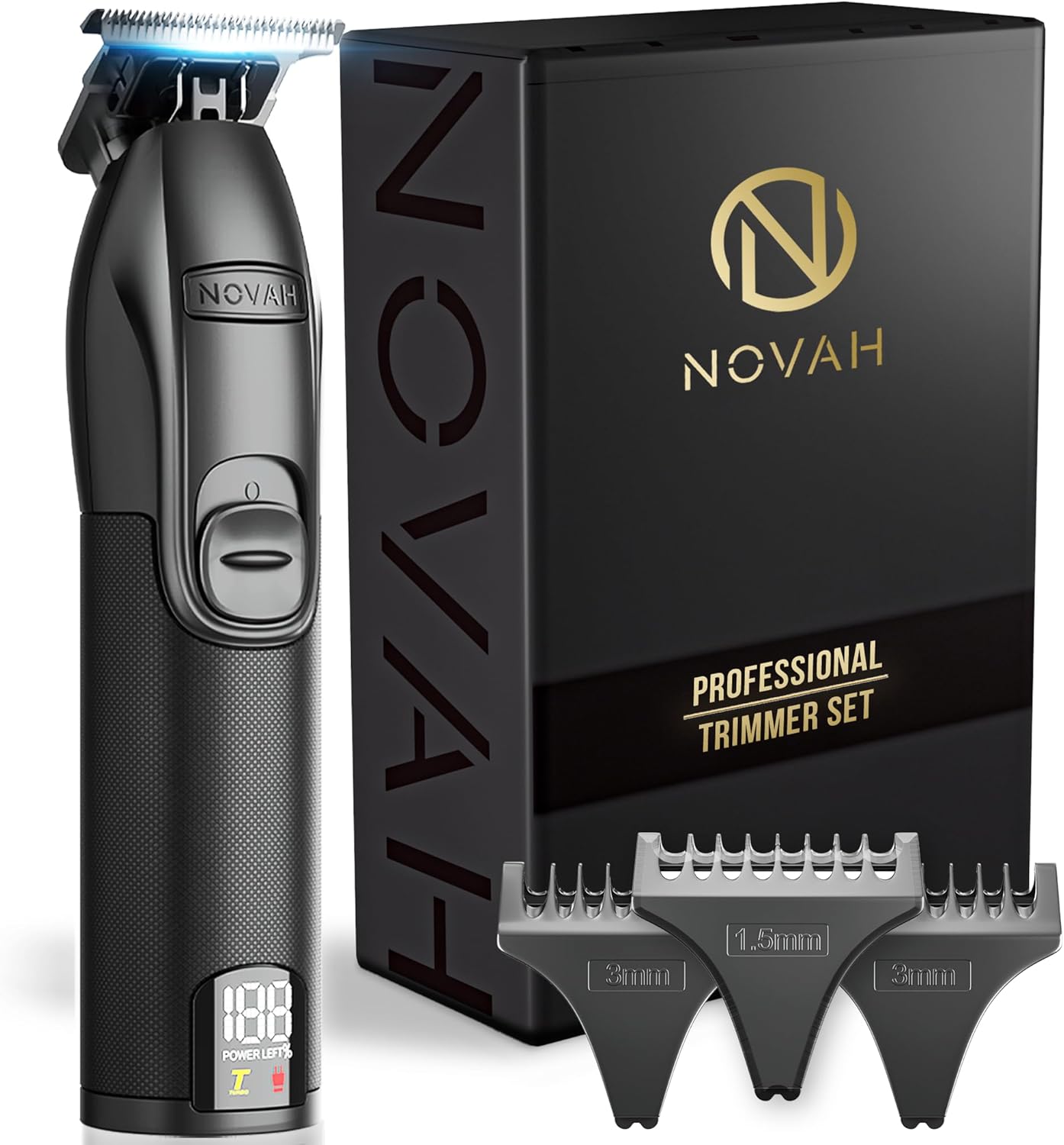 NOVAH Grooming professional hair trimmer for barbers with cordless trimmer, guards, and accessories