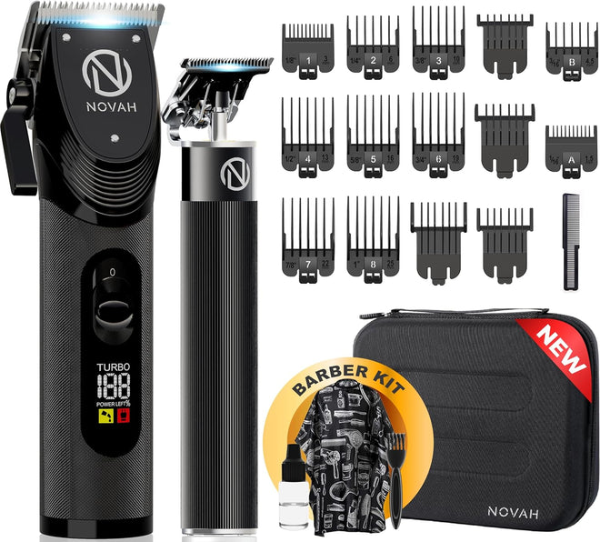 Novah Professional Hair Clipper & Trimmer Essential Bundle | Matte Black