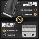 Novah Grooming Professional Hair Clippers, 2 Speed Option, and Self Sharpening Blades