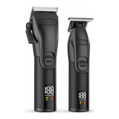 Novah Pro Clipper and Pro Trimmer — matte black cordless set