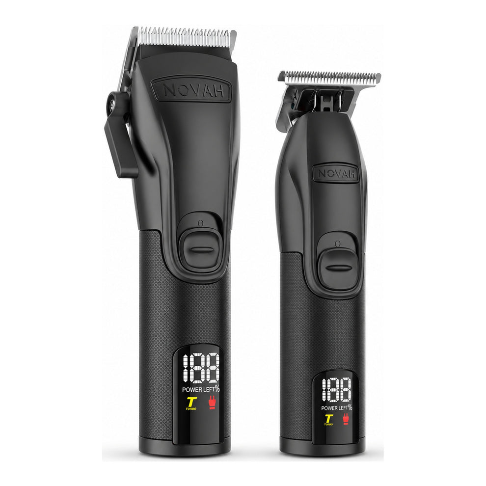 Cordless Pro Hair Clipper & Trimmer Set for Barbers — NOVAH Matte Black